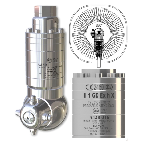 A42R-316 -360° - Testina  semovente - pulizia cisterne a 360° - - NSF-FDA conforme-- Atex 2460